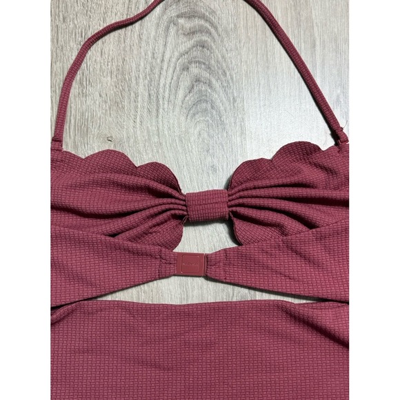 Marysia Swim Antibes One Piece Swimsuit Size XL Beet Scalloped Edge Bow - Picture 8 of 10